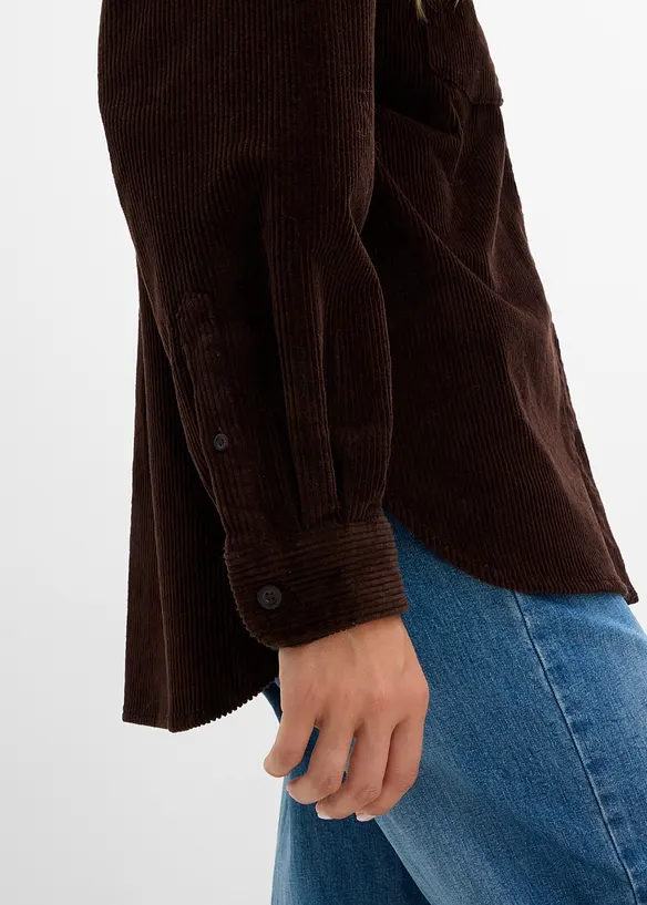 Giacca-camicia oversize in velluto a coste di misto cotone, bonprix