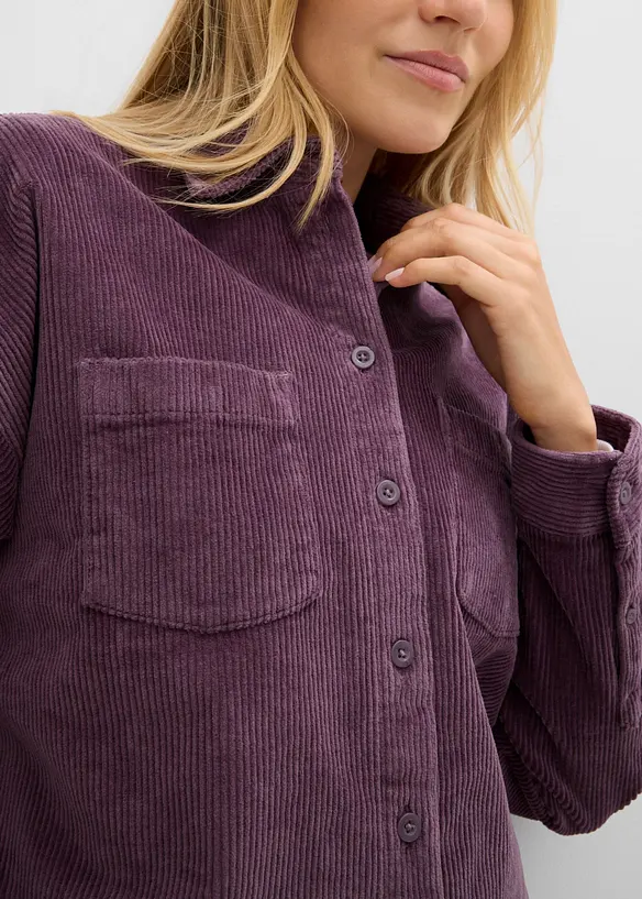 Giacca-camicia oversize in velluto a coste di misto cotone, bonprix