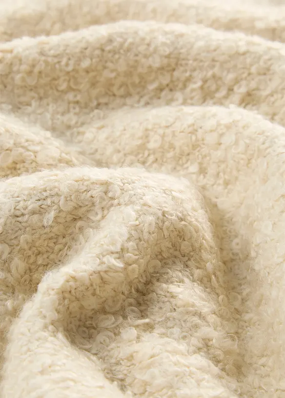 Maglione con collo alto e zip in boucl&eacute;, bonprix