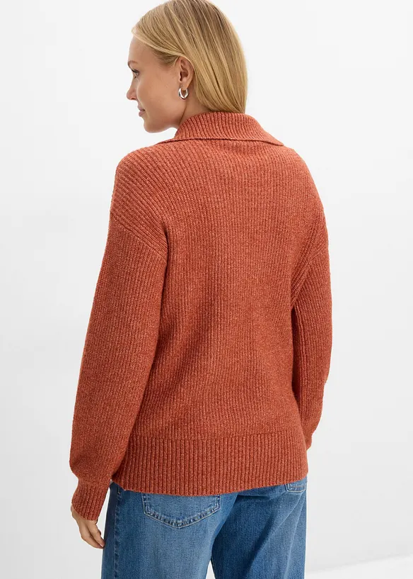 Maglione con colletto e bottoni in misto cotone, bonprix