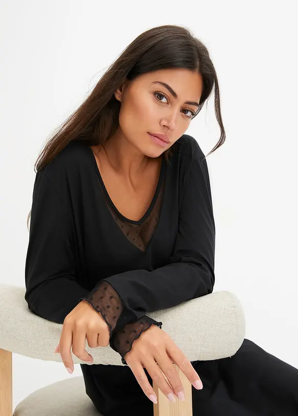Camicia da notte con inserti in pizzo delicato, bonprix