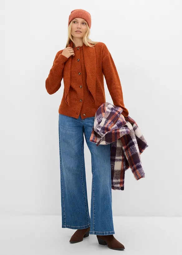 Cardigan con collo a scialle, bonprix