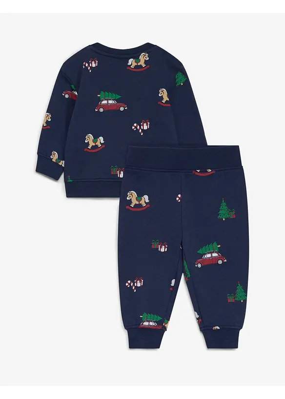 Felpa e pantaloni in puro cotone biologico con motivo natalizio (set 2 pezzi), bonprix