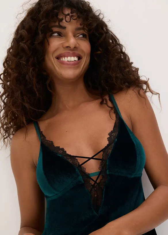 Abito in velluto con pizzo, bonprix