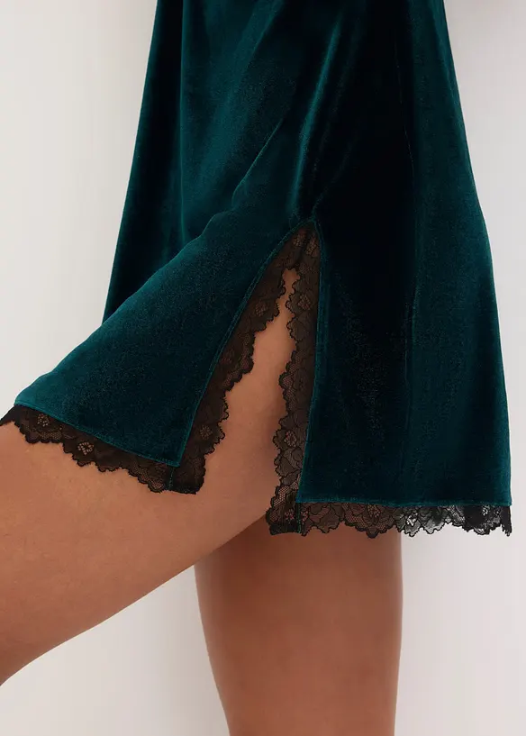 Abito in velluto con pizzo, bonprix