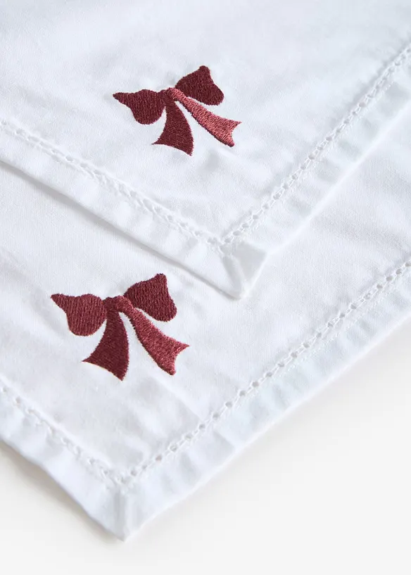 Tovaglioli in tessuto di cotone biologico con ricamo (pacco da 4), bonprix