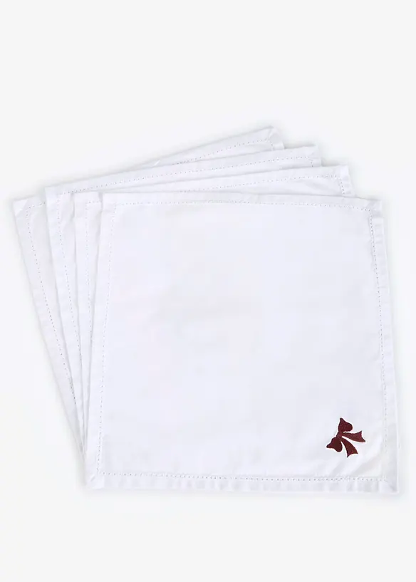 Tovaglioli in tessuto di cotone biologico con ricamo (pacco da 4), bonprix
