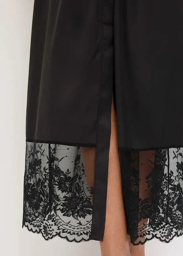 Kimono in satin con pizzo, bonprix