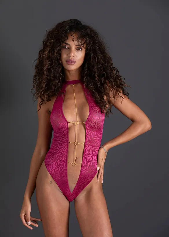 Body con perizoma con catenina staccabile, bonprix