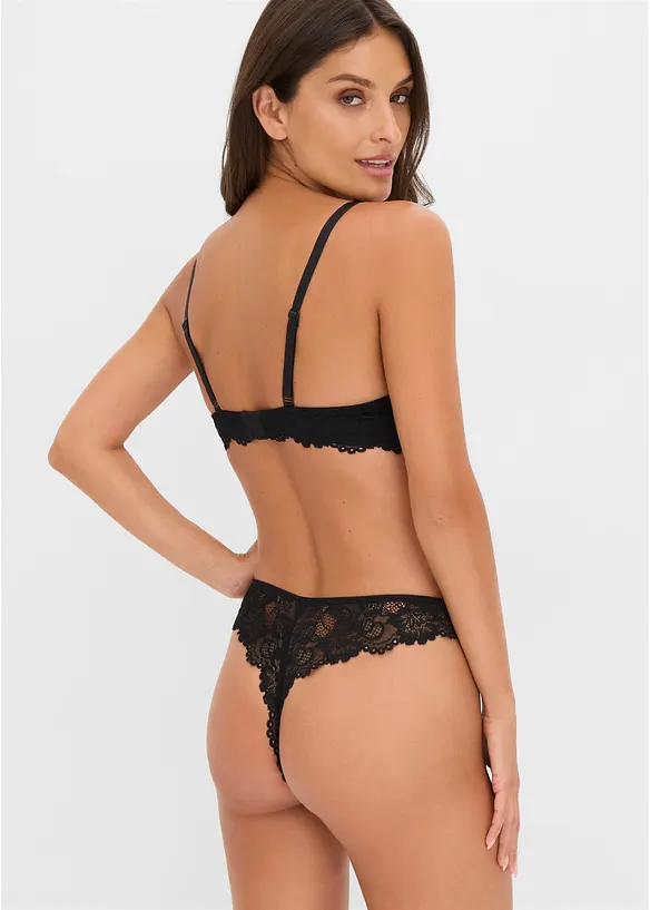 Reggiseno con coppe preformate e perizoma in pizzo delicato (set 2 pezzi), bonprix