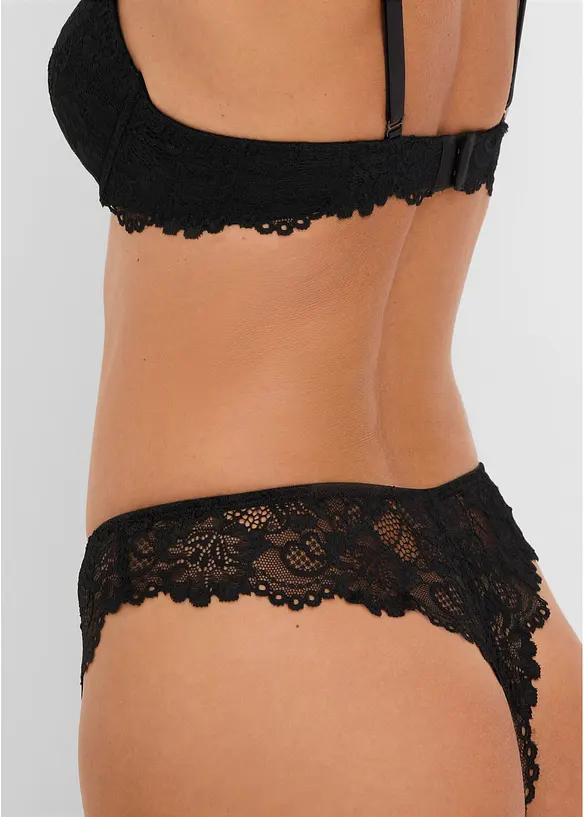 Reggiseno con coppe preformate e perizoma in pizzo delicato (set 2 pezzi), bonprix