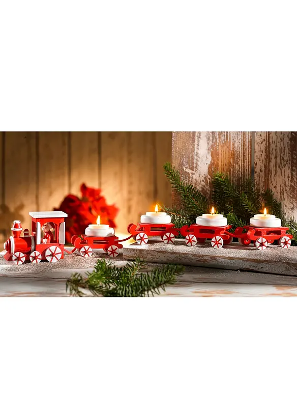 Portalumini a forma di trenino di Natale (set 5 pezzi), bonprix