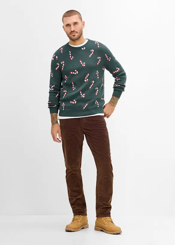 Maglione in filato fine con motivo natalizio, bonprix