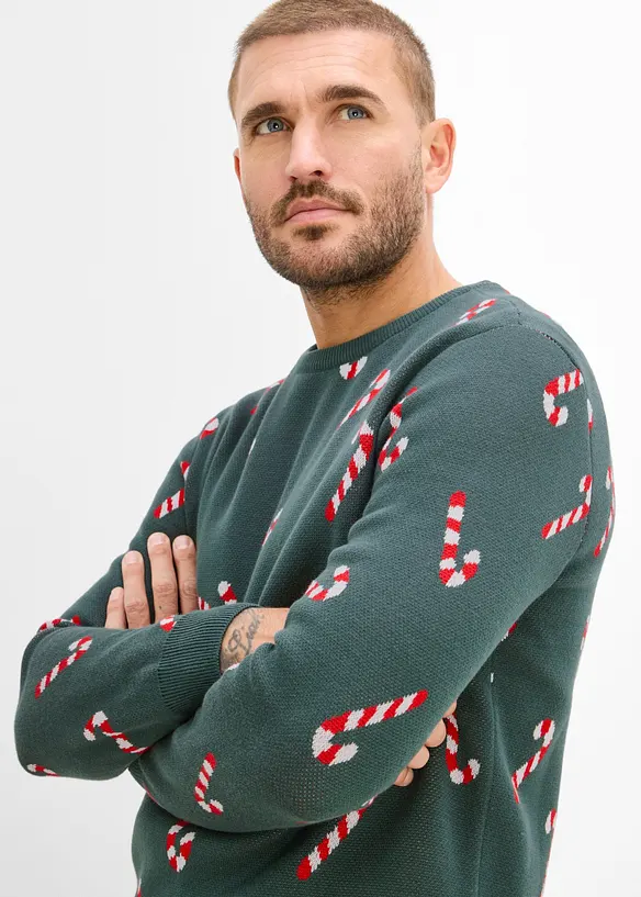 Maglione in filato fine con motivo natalizio, bonprix