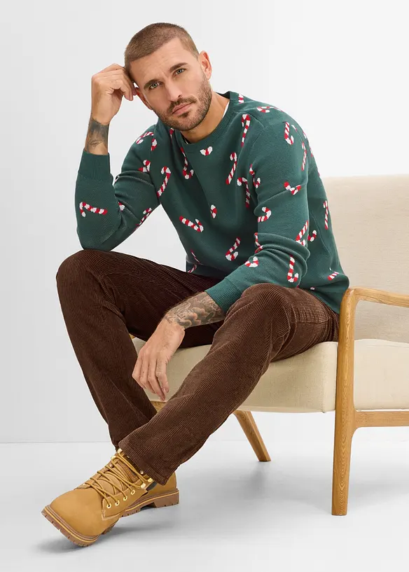 Maglione in filato fine con motivo natalizio, bonprix