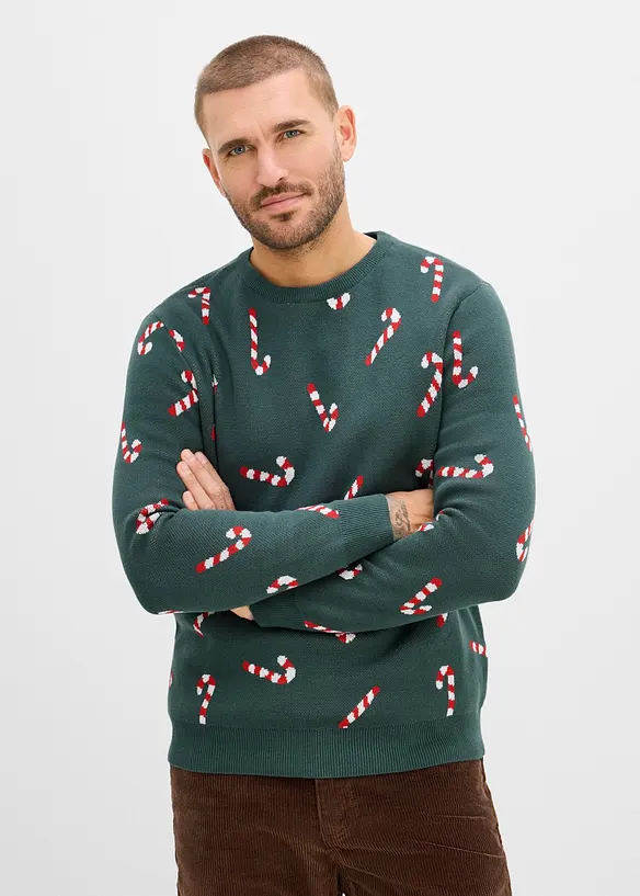 Maglione in filato fine con motivo natalizio, bonprix
