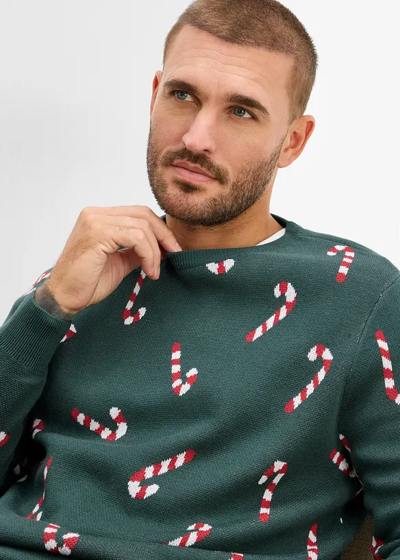 Maglione in filato fine con motivo natalizio, bonprix
