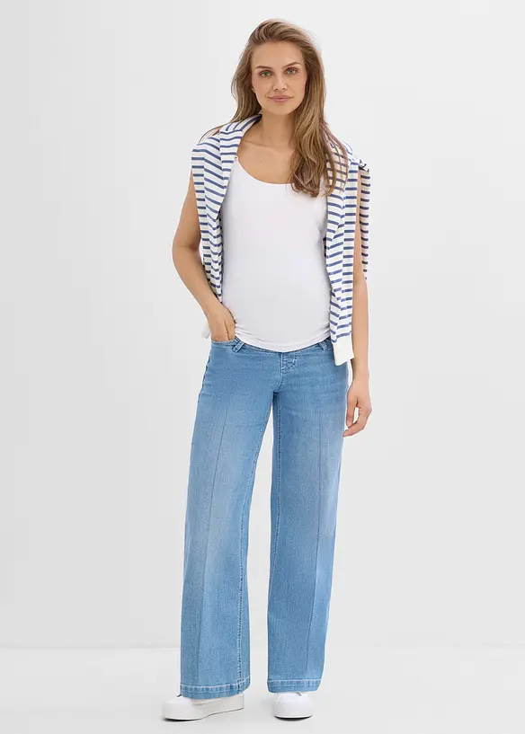 Jeans pr&eacute;maman larghi in denim elasticizzato, full length, bonprix