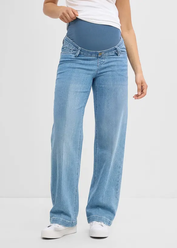 Jeans pr&eacute;maman larghi in denim elasticizzato, full length, bonprix