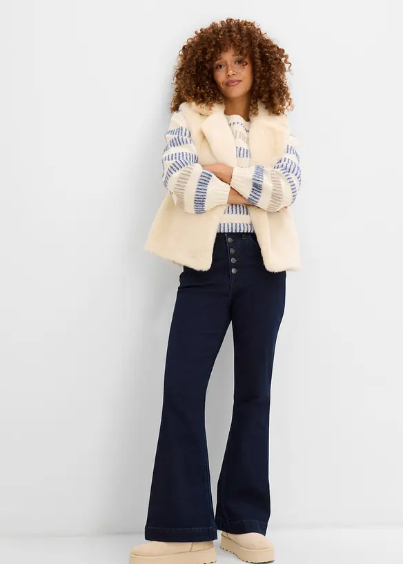 Jeans flared con vita comoda, vita alta, bonprix