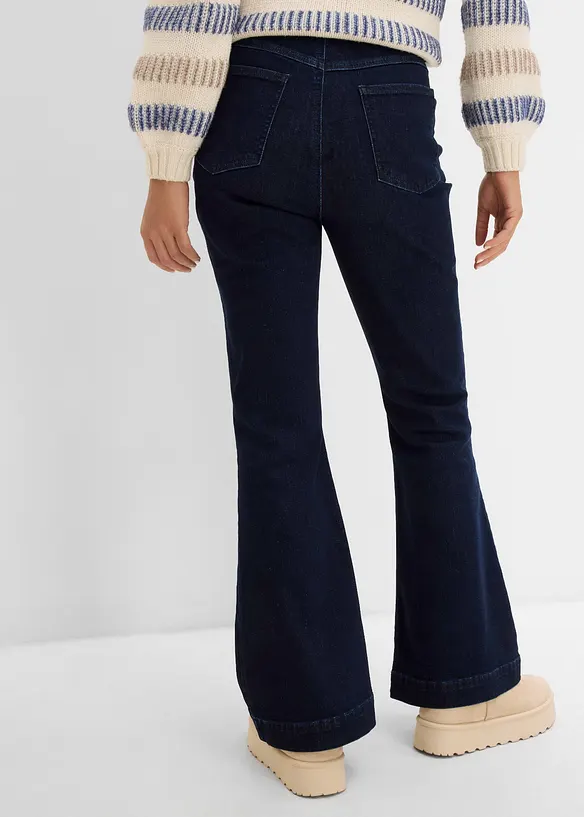 Jeans flared con vita comoda, vita alta, bonprix