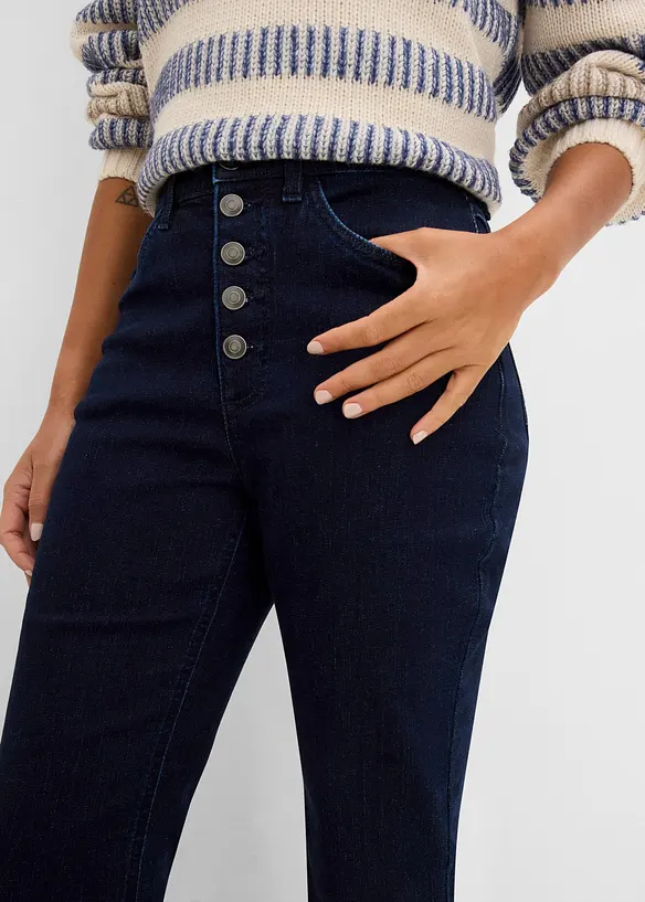 Jeans flared con vita comoda, vita alta, bonprix