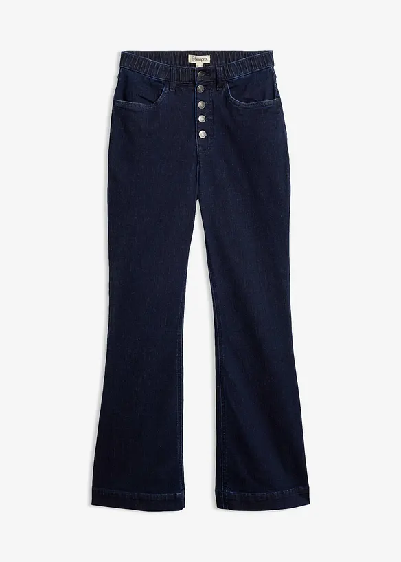 Jeans flared con vita comoda, vita alta, bonprix