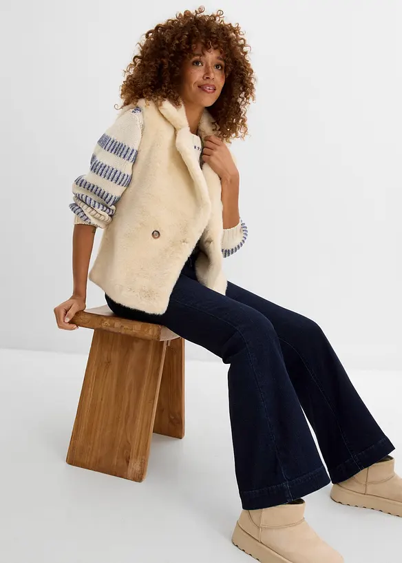 Jeans flared con vita comoda, vita alta, bonprix
