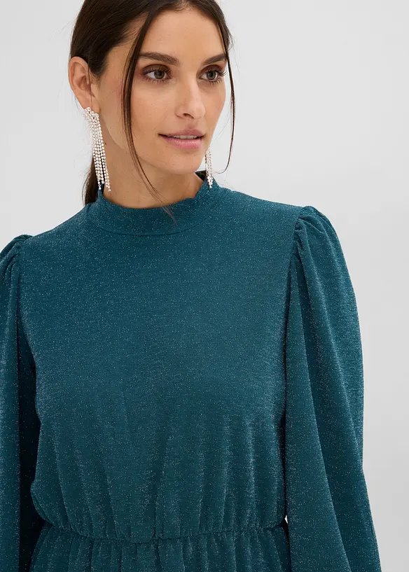 Abito glitterato in interlock compatto, bonprix