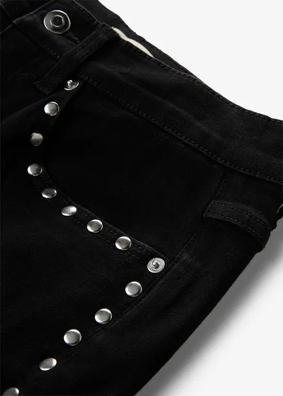 Jeans flared con borchiette, vita alta, bonprix