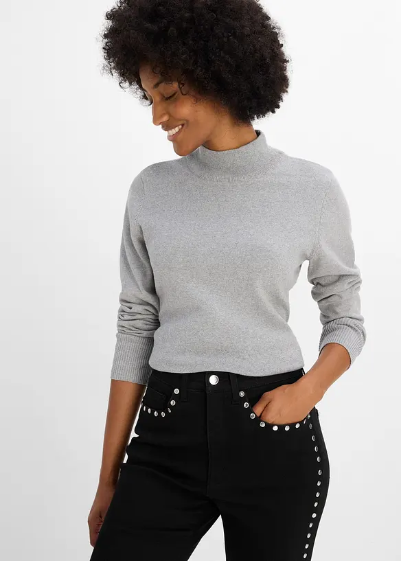 Jeans flared con borchiette, vita alta, bonprix