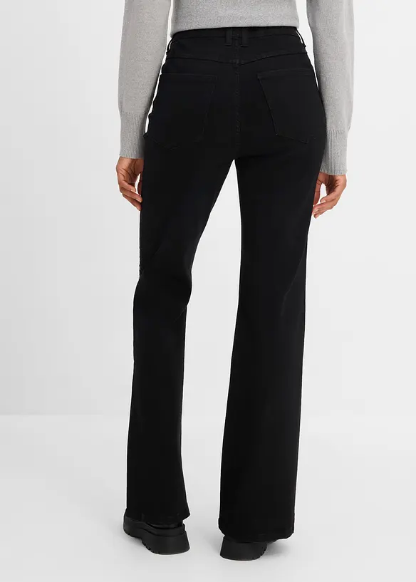 Jeans flared con borchiette, vita alta, bonprix
