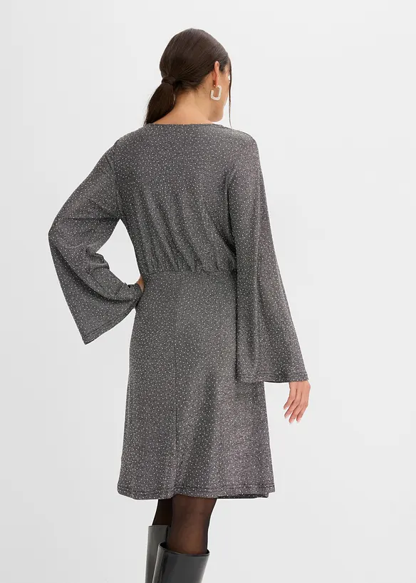 Abito di jersey con effetto glitterato e strass, bonprix