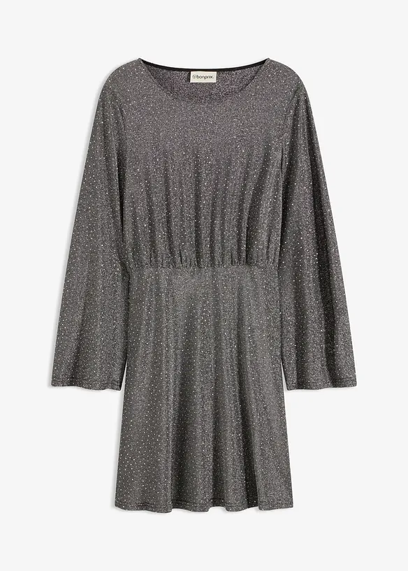 Abito di jersey con effetto glitterato e strass, bonprix