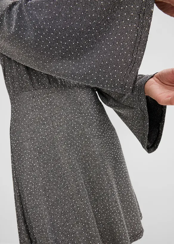Abito di jersey con effetto glitterato e strass, bonprix