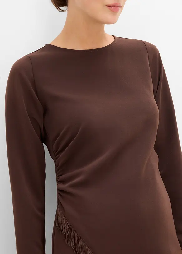 Abito midi asimmetrico con frange, bonprix
