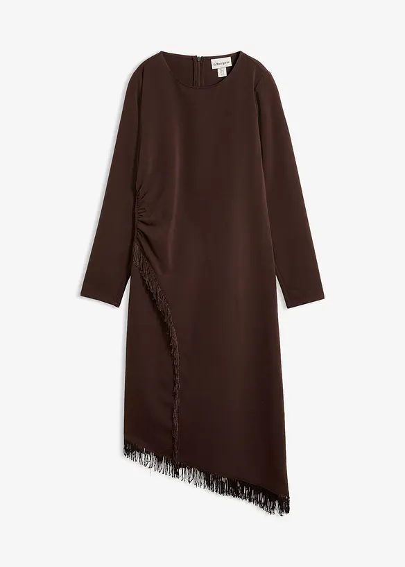 Abito midi asimmetrico con frange, bonprix
