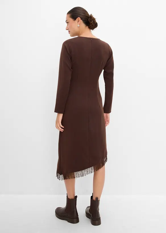 Abito midi asimmetrico con frange, bonprix