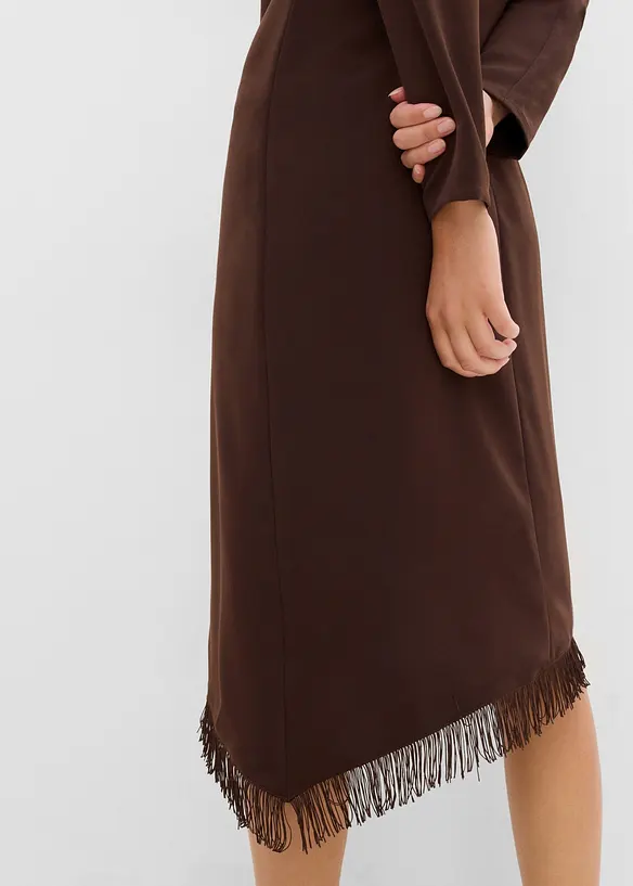 Abito midi asimmetrico con frange, bonprix