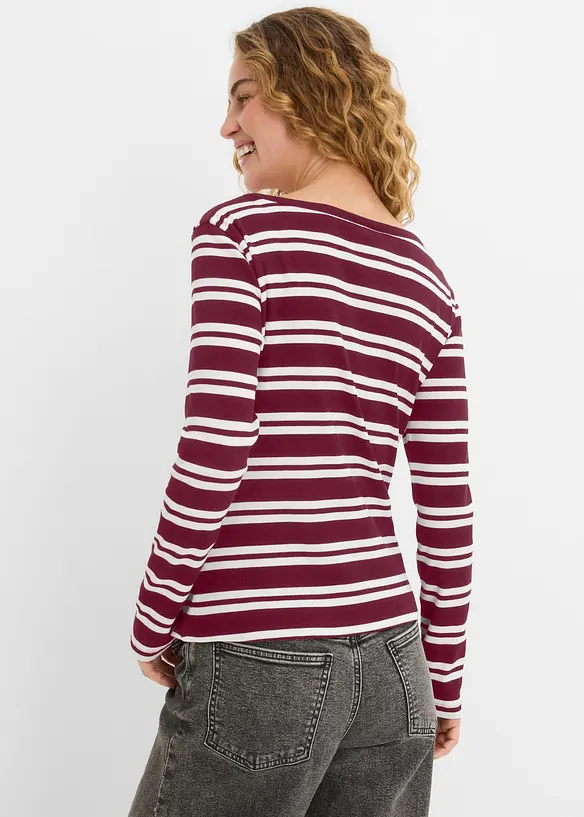 Maglia a maniche lunghe a costine in puro cotone biologico (pacco da 2), bonprix