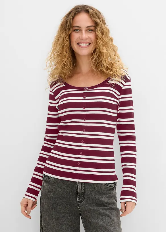Maglia a maniche lunghe a costine in puro cotone biologico (pacco da 2), bonprix