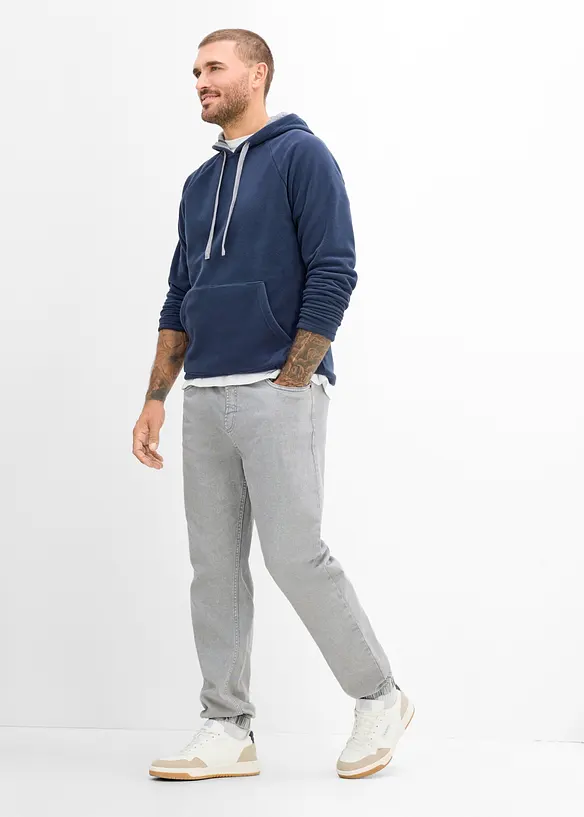 Pantaloni relaxed fit con elastico in vita in twill di puro cotone, tapered, bonprix