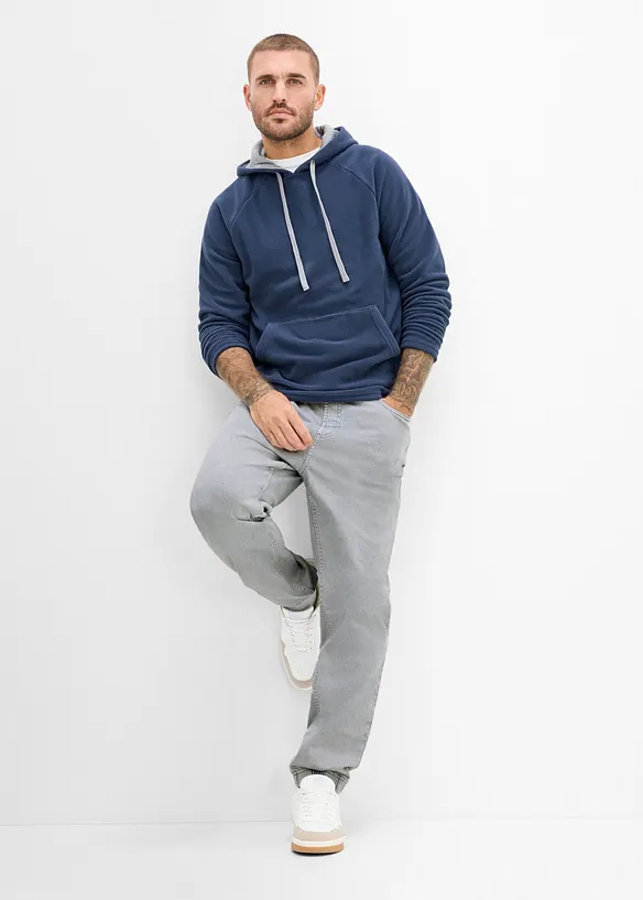Pantaloni relaxed fit con elastico in vita in twill di puro cotone, tapered, bonprix