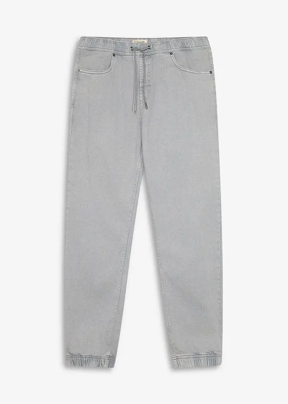 Pantaloni relaxed fit con elastico in vita in twill di puro cotone, tapered, bonprix