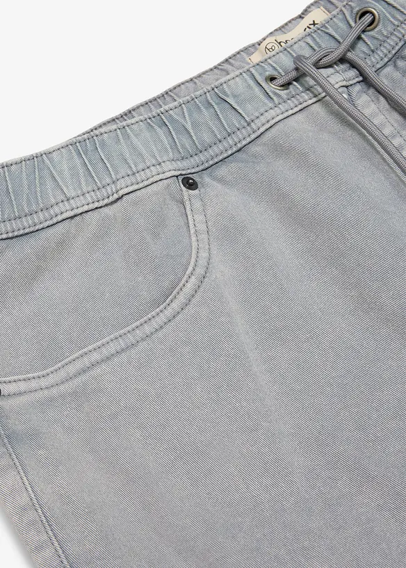 Pantaloni relaxed fit con elastico in vita in twill di puro cotone, tapered, bonprix