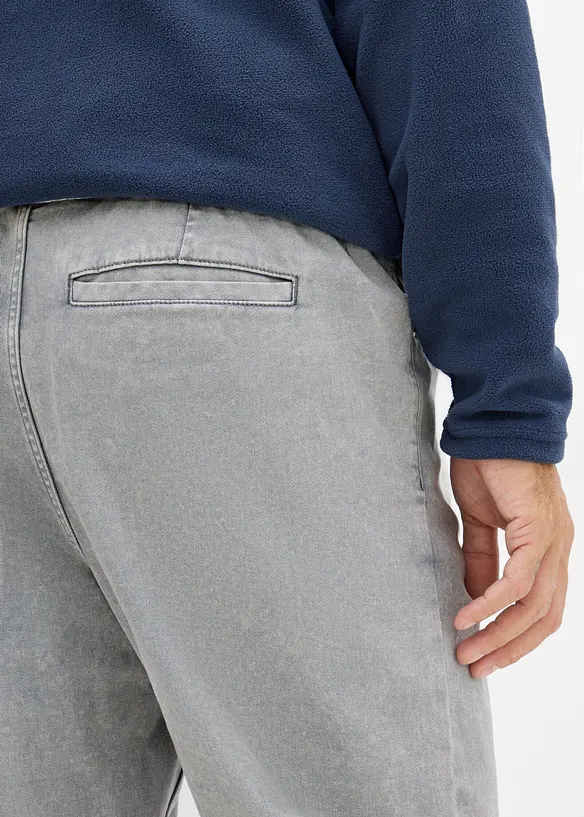 Pantaloni relaxed fit con elastico in vita in twill di puro cotone, tapered, bonprix