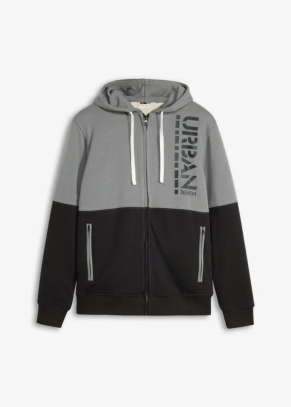 Felpa termica con zip e fodera in pile teddy, bonprix