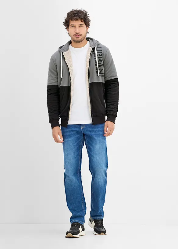 Felpa termica con zip e fodera in pile teddy, bonprix