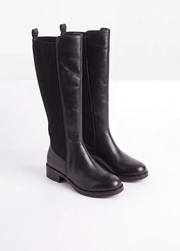 Stivali larghi in pelle, bonprix