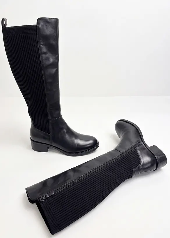 Stivali larghi in pelle, bonprix